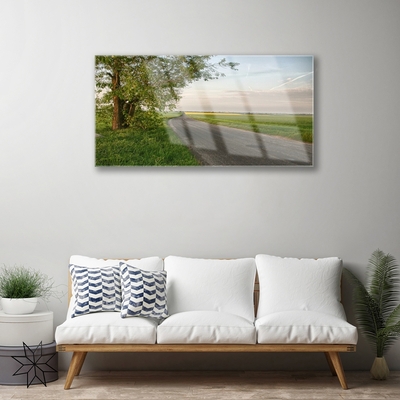 Quadro de vidro Estrada Árvore Grama Paisagem