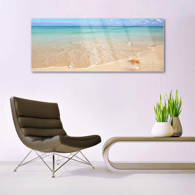 Quadro de vidro Paisagem de estrelas do mar na praia