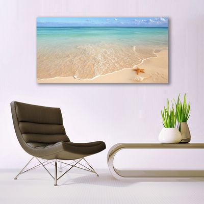 Quadro de vidro Paisagem de estrelas do mar na praia