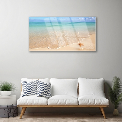 Quadro de vidro Paisagem de estrelas do mar na praia