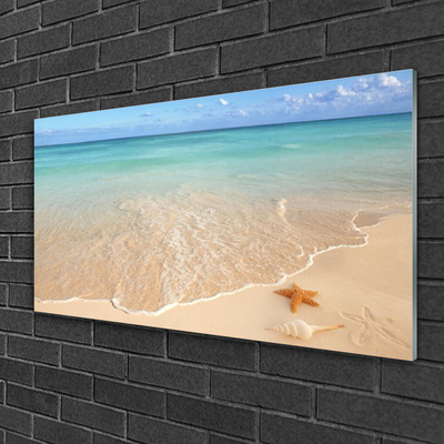 Quadro de vidro Paisagem de estrelas do mar na praia