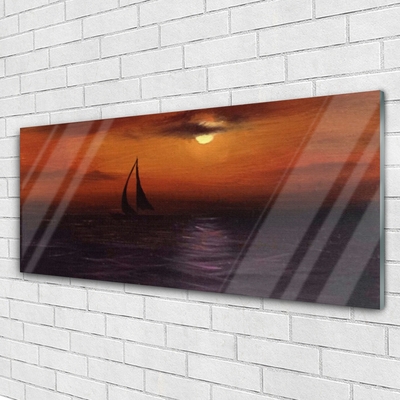 Quadro de vidro Paisagem de barco no mar