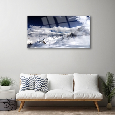 Quadro de vidro Paisagem de nuvens de montanha