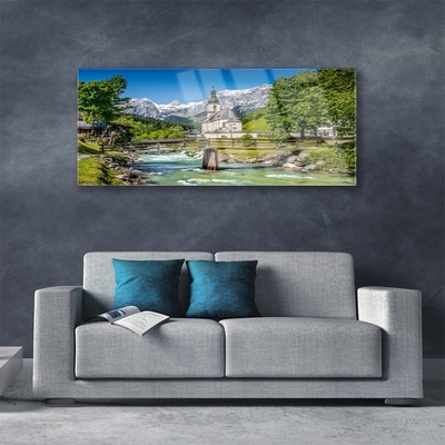 Quadro de vidro Natureza do Lago da Ponte da Igreja