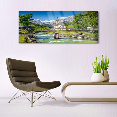 Quadro de vidro Natureza do Lago da Ponte da Igreja