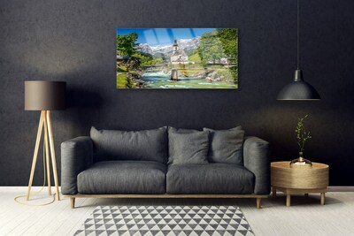 Quadro de vidro Natureza do Lago da Ponte da Igreja