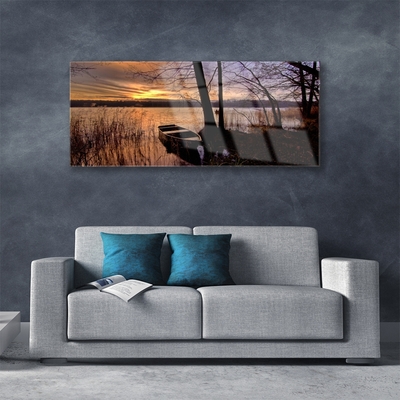 Quadro de vidro Paisagem de barco no mar