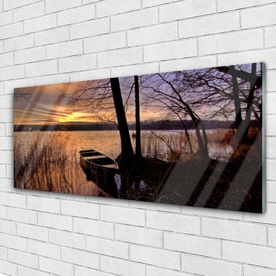 Quadro de vidro Paisagem de barco no mar