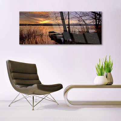 Quadro de vidro Paisagem de barco no mar