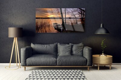 Quadro de vidro Paisagem de barco no mar