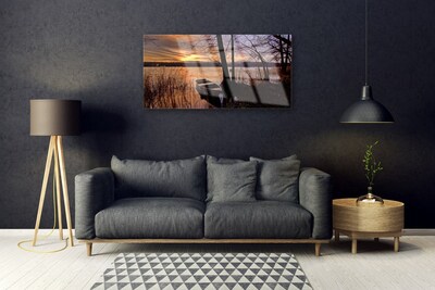 Quadro de vidro Paisagem de barco no mar