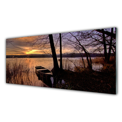 Quadro de vidro Paisagem de barco no mar