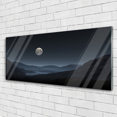 Pintura em vidro Paisagem noturna da lua