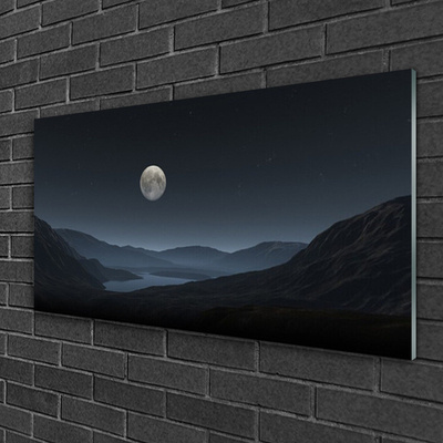 Pintura em vidro Paisagem noturna da lua