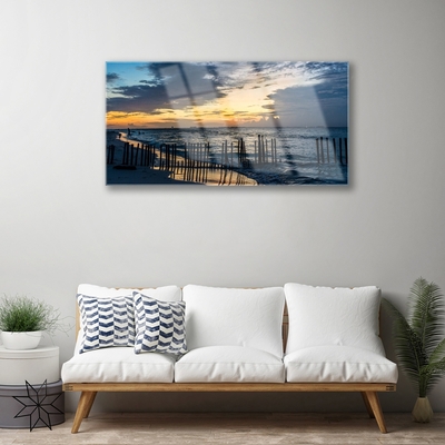 Pintura em vidro Paisagem de praia e mar