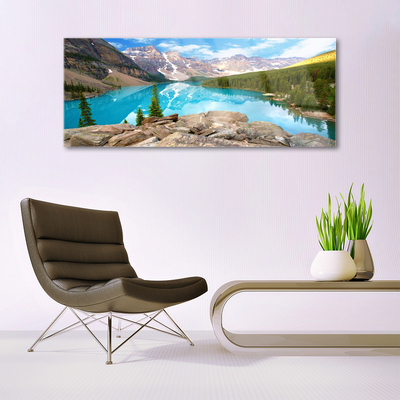 Pintura em vidro Montanhas Lago Natureza