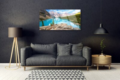 Pintura em vidro Montanhas Lago Natureza