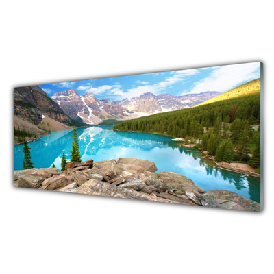 Pintura em vidro Montanhas Lago Natureza