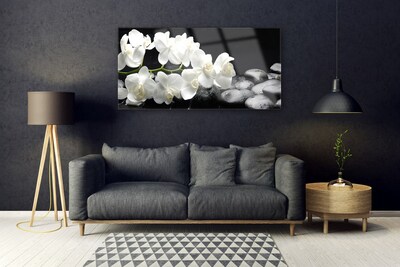 Quadro de vidro Planta de pedras de flores