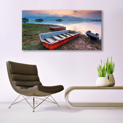 Pintura em vidro Paisagem de barco