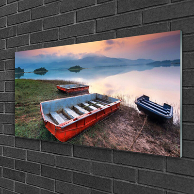 Pintura em vidro Paisagem de barco