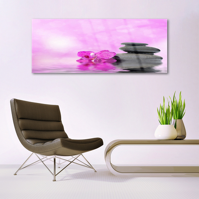 Quadro de vidro Arte de flores rosa