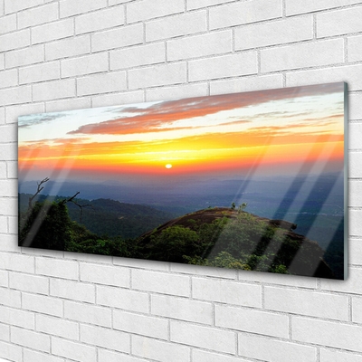 Pintura em vidro Paisagem de floresta de montanha Natureza