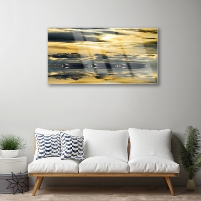 Pintura em vidro Pedras Água Arte