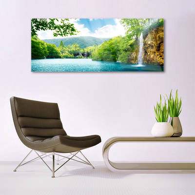 Pintura em vidro Cachoeira Lago Natureza