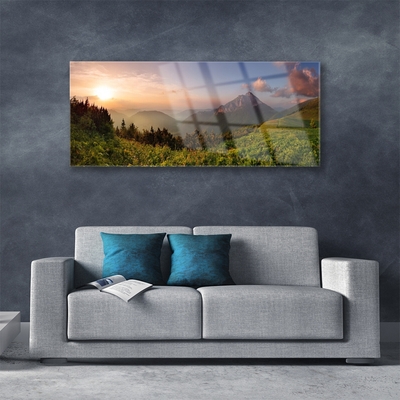 Pintura em vidro Natureza da Floresta da Montanha