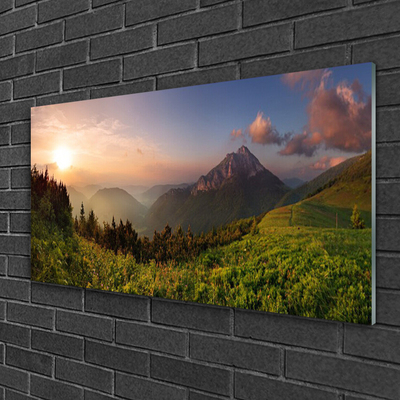 Pintura em vidro Natureza da Floresta da Montanha