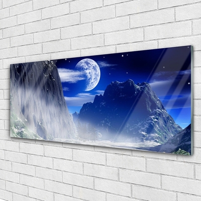 Quadro de vidro Montanhas Noite Lua Paisagem