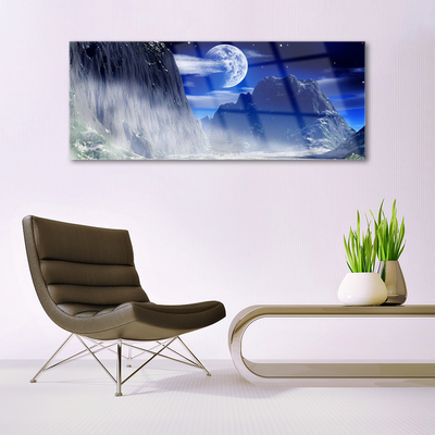 Quadro de vidro Montanhas Noite Lua Paisagem