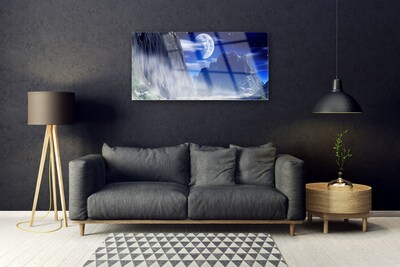 Quadro de vidro Montanhas Noite Lua Paisagem