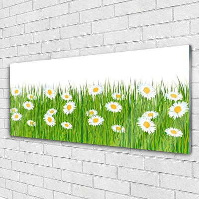 Pintura em vidro Natureza da grama margarida