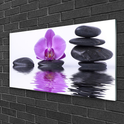 Pintura em vidro Espelho de flor reflexo de água