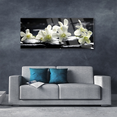 Quadro de vidro Planta de pedras de flores