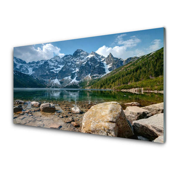 Quadro de vidro Paisagem de lago de montanha
