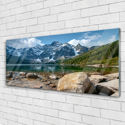 Quadro de vidro Paisagem de lago de montanha