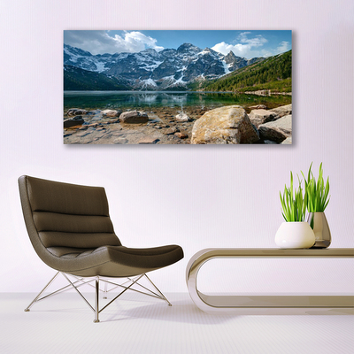 Quadro de vidro Paisagem de lago de montanha
