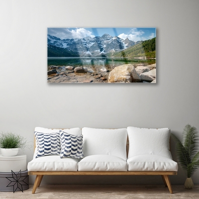 Quadro de vidro Paisagem de lago de montanha