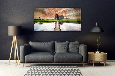 Pintura em vidro Paisagem do Lago Bridge