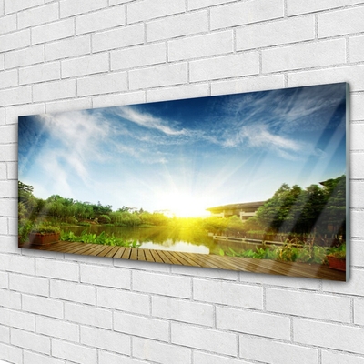 Pintura em vidro Paisagem do lago