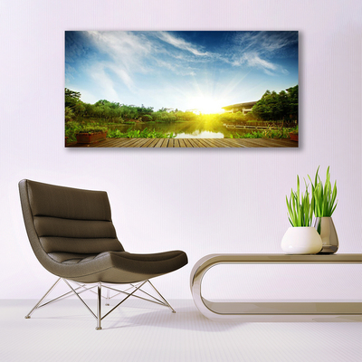 Pintura em vidro Paisagem do lago