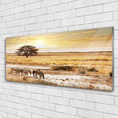 Pintura em vidro Paisagem de safári de zebra