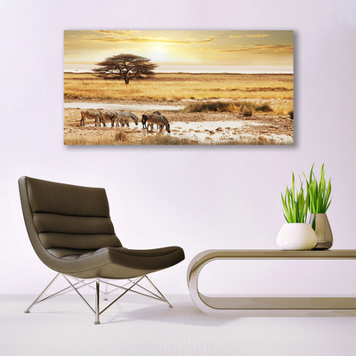 Pintura em vidro Paisagem de safári de zebra