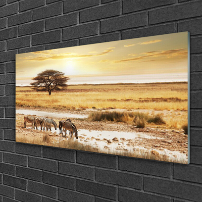 Pintura em vidro Paisagem de safári de zebra