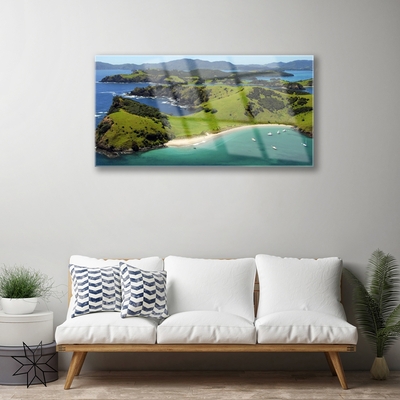 Pintura em vidro Paisagem de floresta de praia de mar
