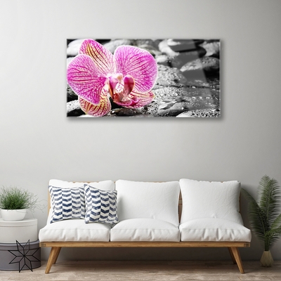 Pintura em vidro Pedras de flores Orquídea