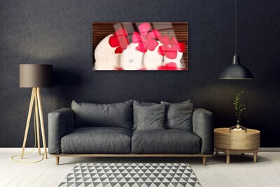 Pintura em vidro Pedras de flores vermelhas